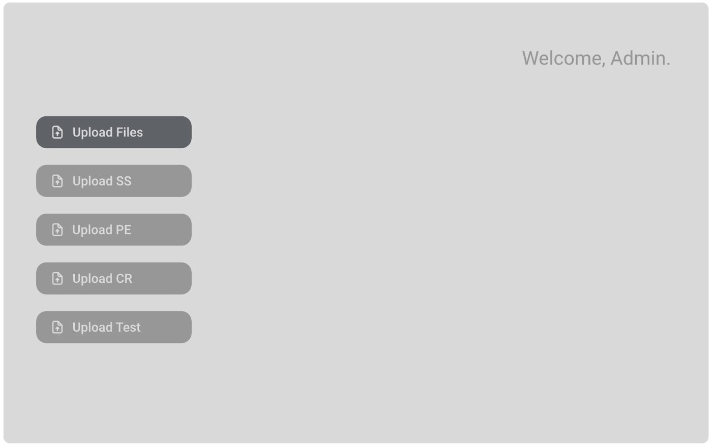 Wireframe with five separate upload buttons